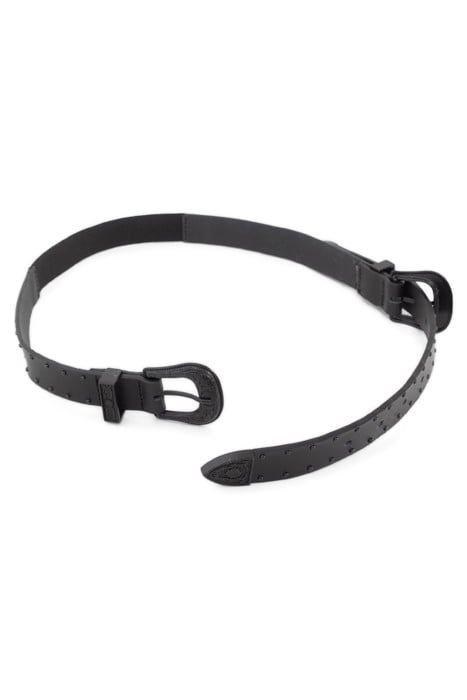 BLACK LEATHER BELT WITH DOUBLE COWBOY BUCKLE 5