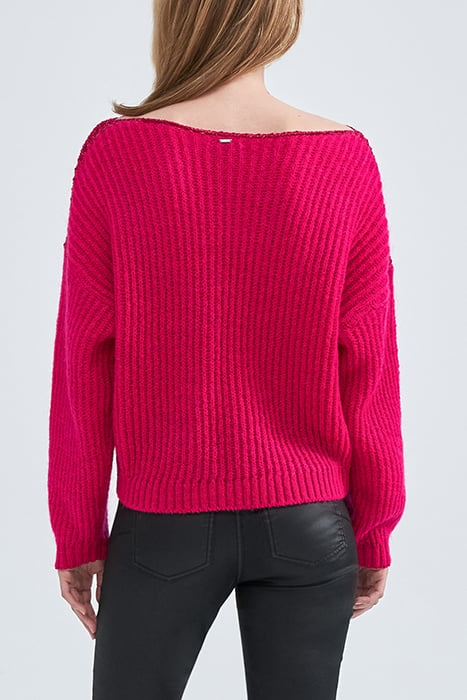 PINK RIBBED KNIT SWEATER WITH LUREX DETAILS 2