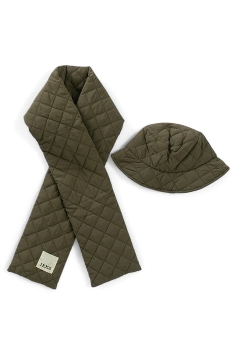 KHAKI QUILTED SUNHAT AND SCARF SET 1