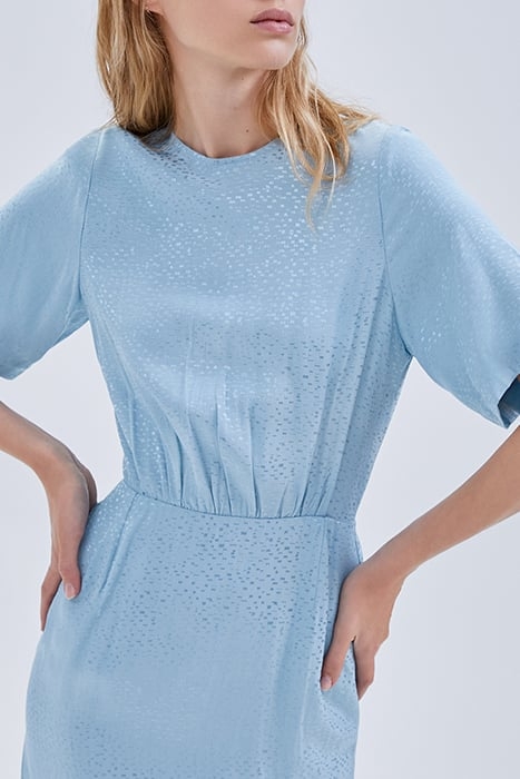 BLUE DECORATIVE GRAPHIC MOTIF JACQUARD DRESS 3