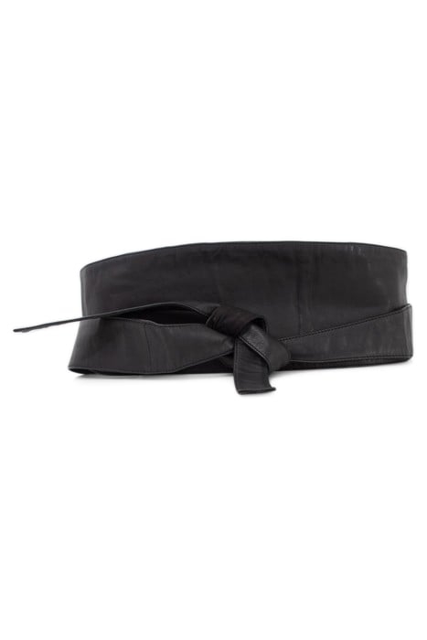BLACK LEATHER TIE BELT 1