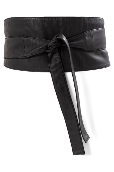 BLACK LEATHER TIE BELT 2