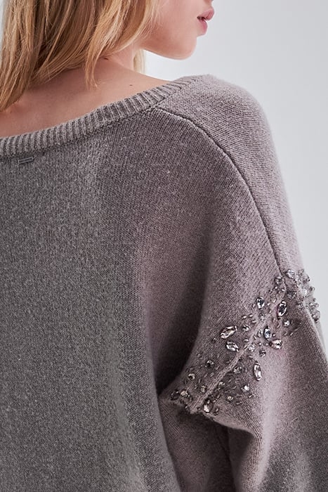 BEIGE KNIT CARDIGAN WITH DIAMANTE ARMHOLES 4