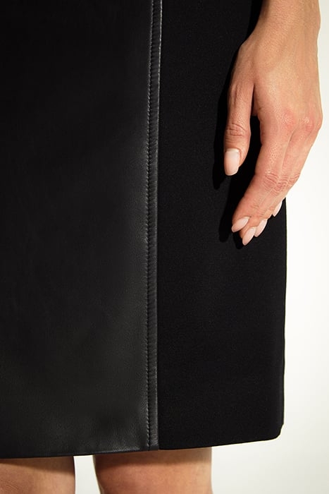 WOMEN'S PENCIL SKIRT COLOR BLACK BI-MATERIAL LEATHER AND VIS 4