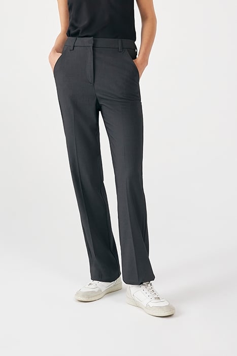BLACK SEMI-PLAIN JACQUARD STRAIGHT SUIT TROUSERS 1