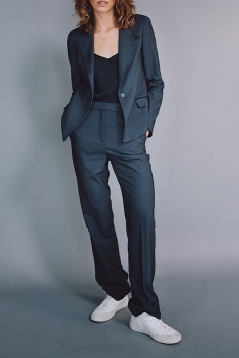 BLACK SEMI-PLAIN JACQUARD STRAIGHT SUIT TROUSERS 8