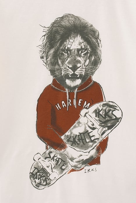 BOYS’ ECRU SKATEBOARDER-LION IMAGE T-SHIRT 4