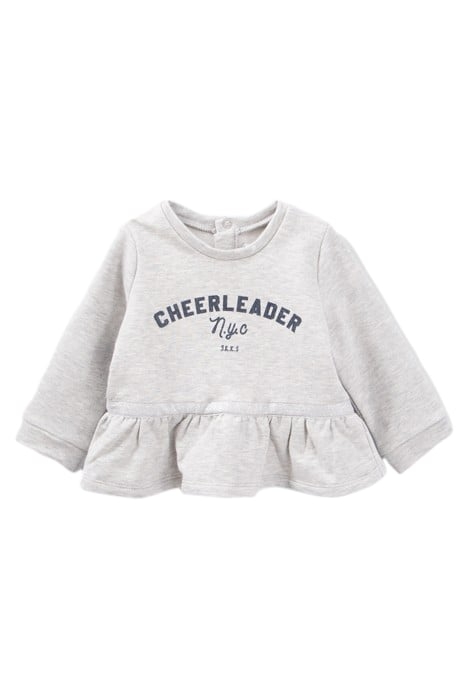 BABY GIRLS’ GREY SWEATSHIRT, PEPLUM/HEART ELBOW PATCHES 2