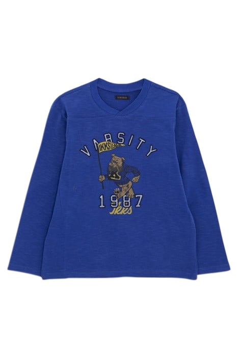 BOYS’ ELECTRIC BLUE BULLDOG IMAGE ORGANIC COTTON T-SHIRT 1