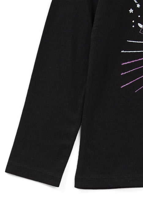 GIRLS’ BLACK ORGANIC COTTON T-SHIRT WITH ROCK IMAGES 5