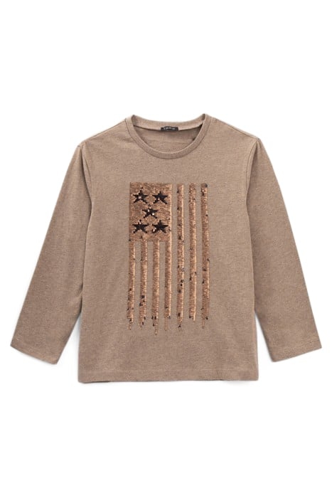 BOYS’ MOCHA REVERSIBLE SEQUIN FLAG ORGANIC COTTON T-SHIRT 3