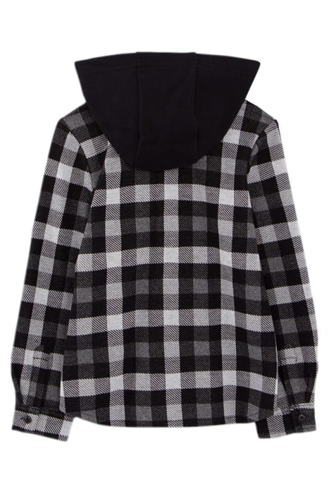 BOYS' BLACK CHECK SHIRT WITH DETACHABLE HOOD 2