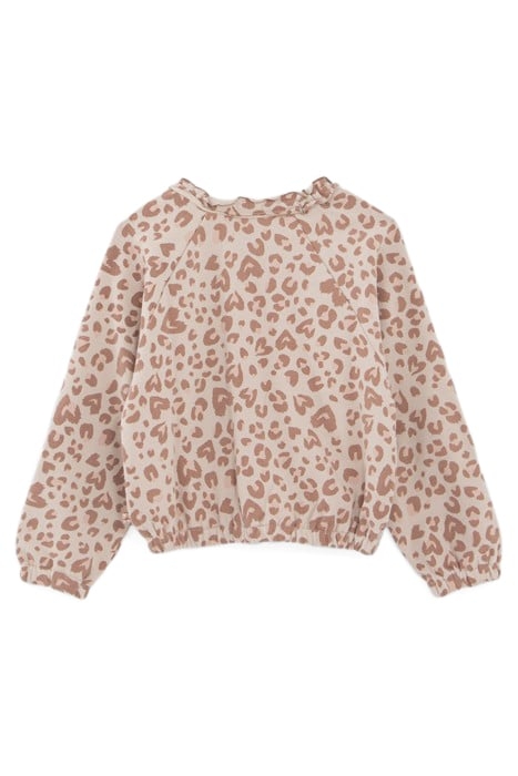 GIRLS’ ECRU SWEATSHIRT WITH GOLD LEOPARD SLOGAN PRINT 2