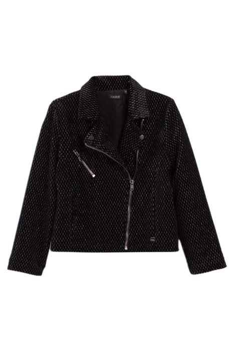 GIRLS’ BLACK TEXTURE, LUREX, JACQUARD VELVET KNIT CARDIGAN 3