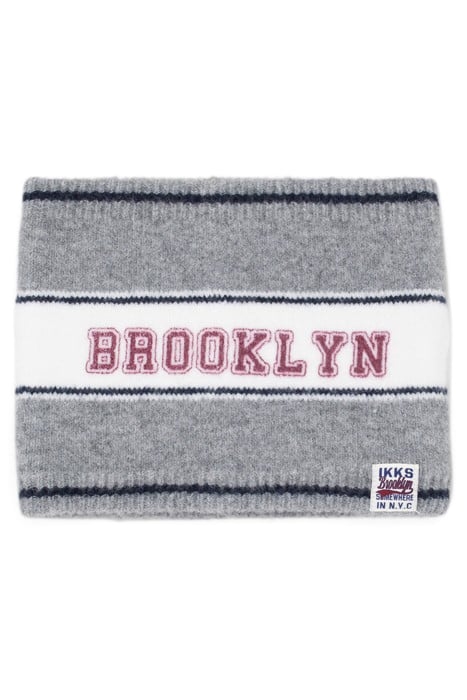 BOYS’ GREY SLOGAN JACQUARD KNIT SNOOD 1