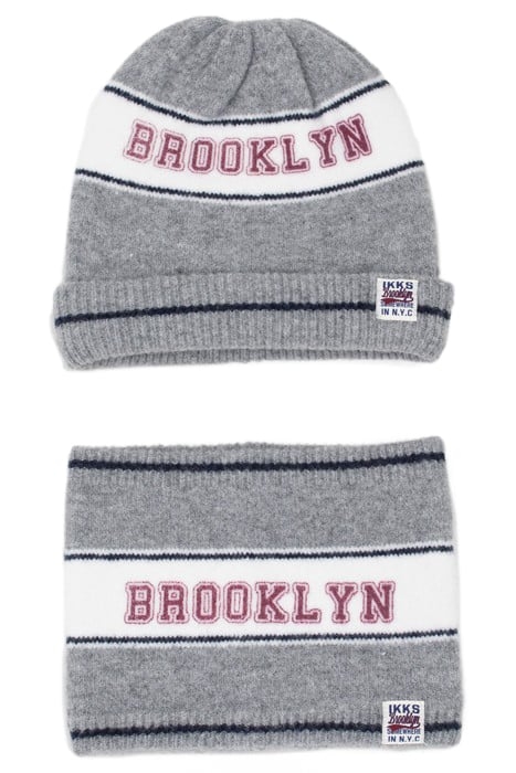 BOYS’ GREY SLOGAN JACQUARD KNIT SNOOD 4