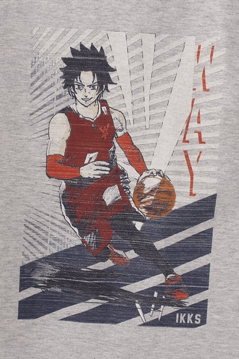 BOYS’ GREY BASKETBALL PLAYER-MANGA IMAGE T-SHIRT 7