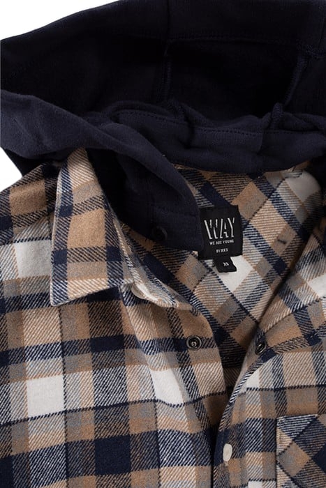 BOYS' NAVY CHECK SHIRT WITH DETACHABLE HOOD 5