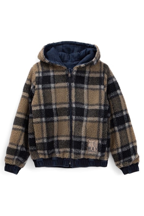 BOYS’ BLUE DENIM/CHECKED SHERPA REVERSIBLE JACKET 1