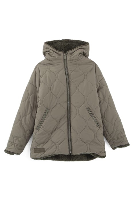 GIRLS’ KHAKI SHERPA/QUILTED REVERSIBLE PADDED COAT 5