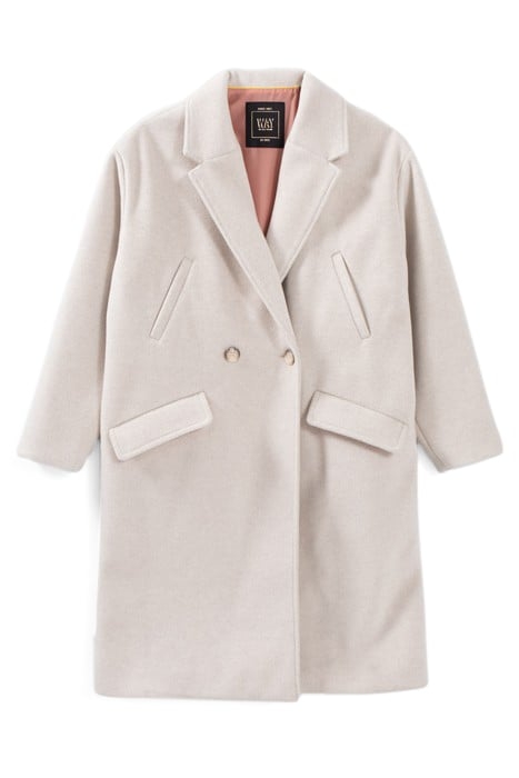 GIRLS’ ECRU DOUBLE-BREASTED LONG COAT 1