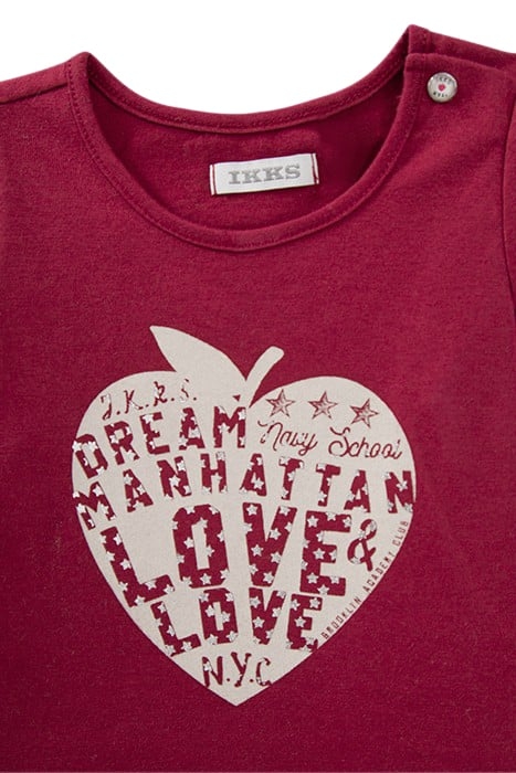 BABY GIRLS’ BURGUNDY HEART-APPLE ORGANIC COTTON T-SHIRT 3