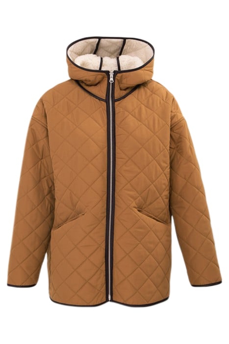 QUILTED TOBACCO/ECRU SHERPA REVERSIBLE PARKA 3