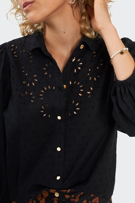 BLACK EYELET EMBROIDERY DICKEY SHIRT 5