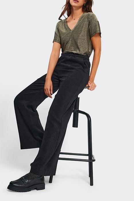 BLACK VELVET WIDE-LEG TROUSERS 4