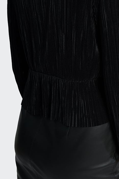 BLACK MICRO-PLEAT WRAP BLOUSE 5