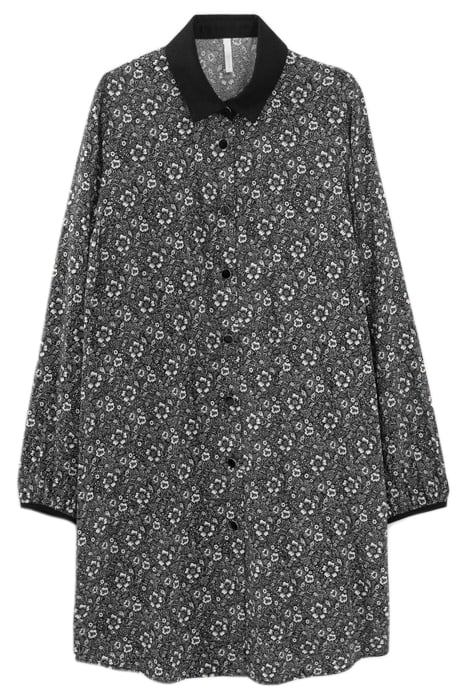 BLACK GRAPHIC FLOWER PRINT SHIRT-DRESS 3