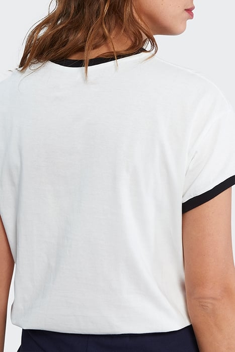 OFF-WHITE T-SHIRT WITH GLITTERY 3D SLOGAN 3