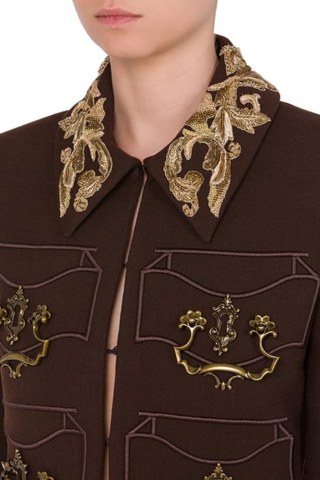 CROPPED CRÊPE JACKET HANDLE WITH CARE BROWN 4