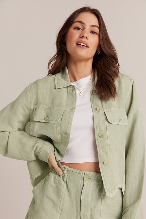 FRAYED HEM JACKET MUTED ARMY 1