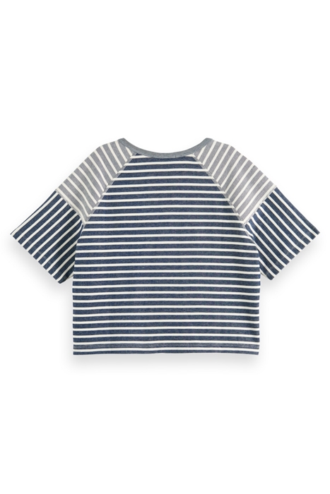 LACE UP BOXY SWEATSHIRT ECRU NAVY STRIPE 2