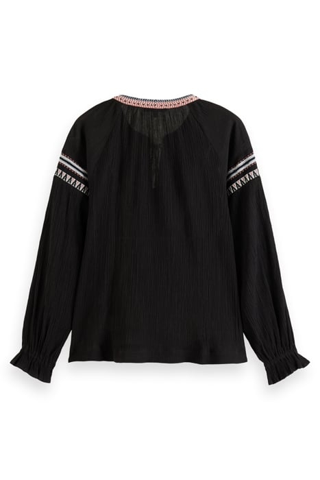 BALLOON SLEEVE EMBROIDERY TOP EVENING BLACK 5