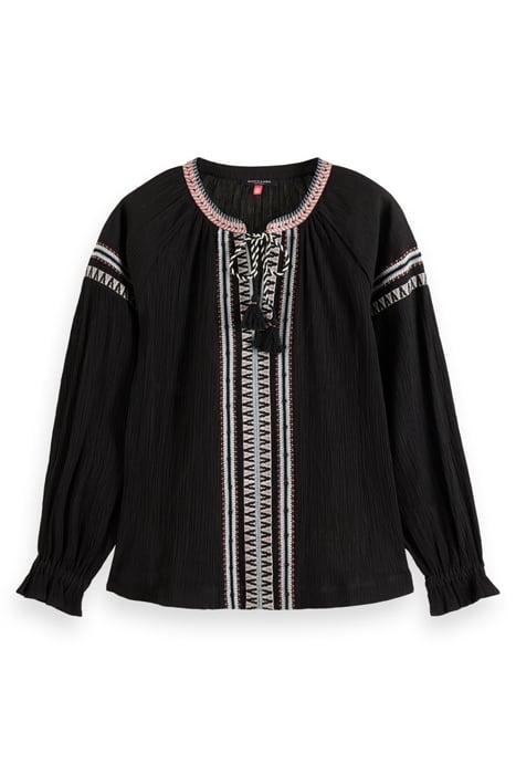 BALLOON SLEEVE EMBROIDERY TOP EVENING BLACK 4