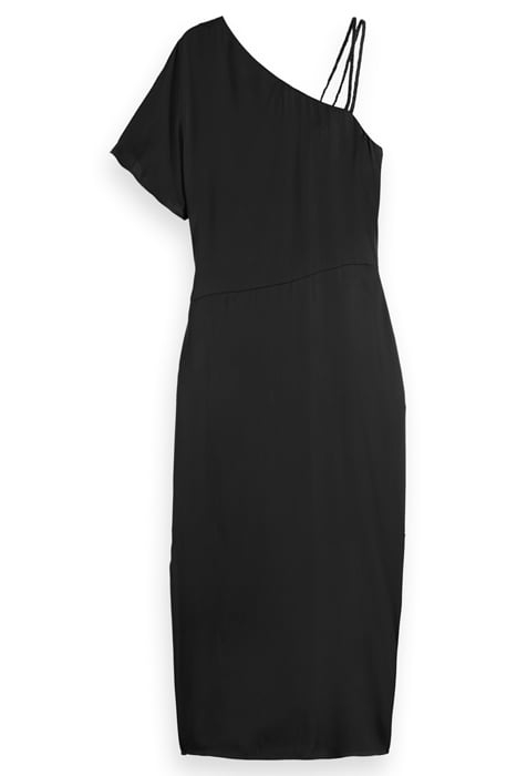 ASYMMETRIC MIDI DRESS WITH BRAID DETAIL EVENING BLACK 2