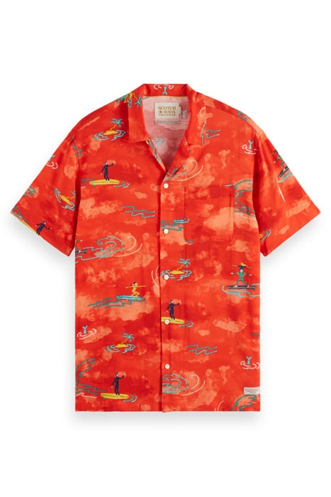 ALLOVER PRINTED VISCOSE SHORT RED SURFER AOP 1