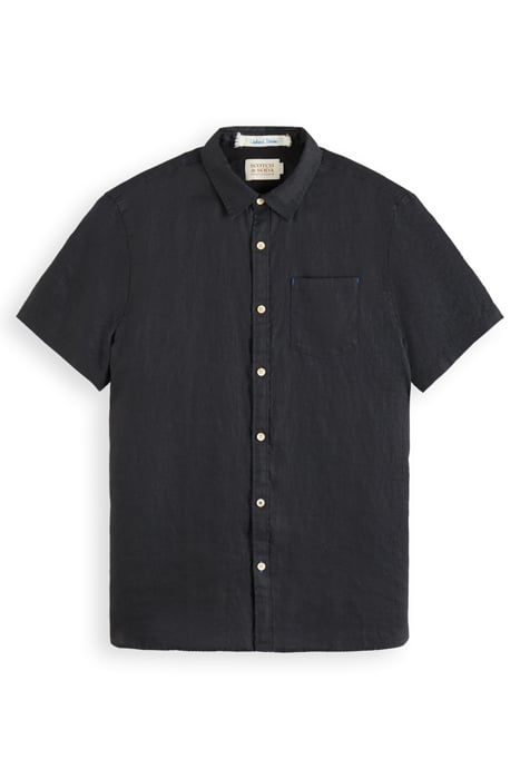 SHORT SLEEVE LINEN SHIRT BLACK 1