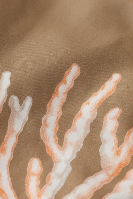 LONG LENGTH SWIM SHORT WITH A TAUPE CORAL AOP 3