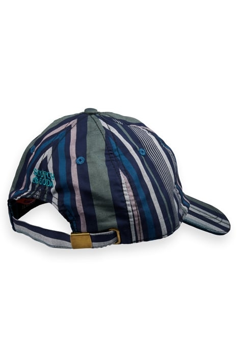 WOVEN TWILL STRIPED CAP NAVY MULTI STRIPE 2