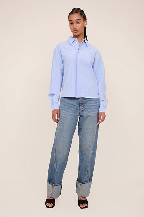 PLEAT BACK BLOUSE LIGHT SEA BLUE 1