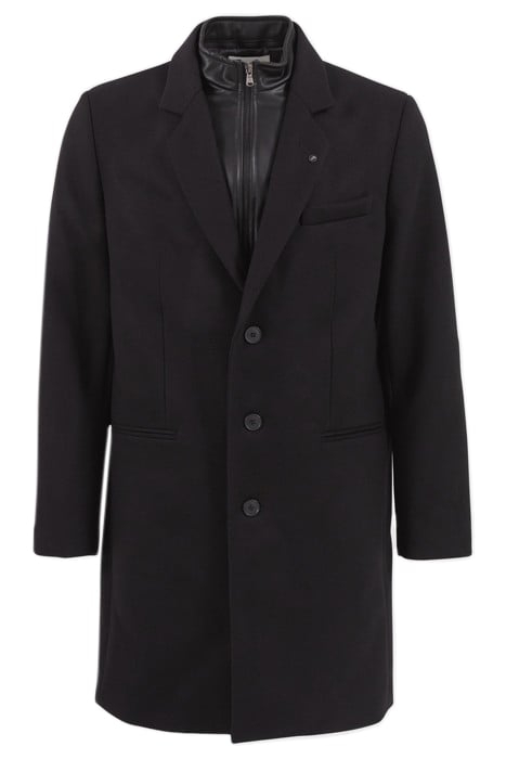 BLACK COAT WITH LEATHER FACING BLACK 3