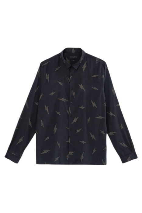 BLACK PURE EDITION-SLIM SHIRT, LIGHTNING PRINT BLACK 3