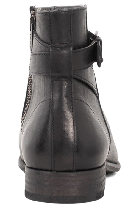 BLACK LEATHER BOOTS WITH BUCKLED STRAP BLACK 3