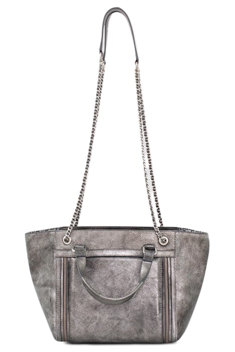 1440 MEDIUM METALLISE QUILTED CHEVRON TOTE BAG GREY 2