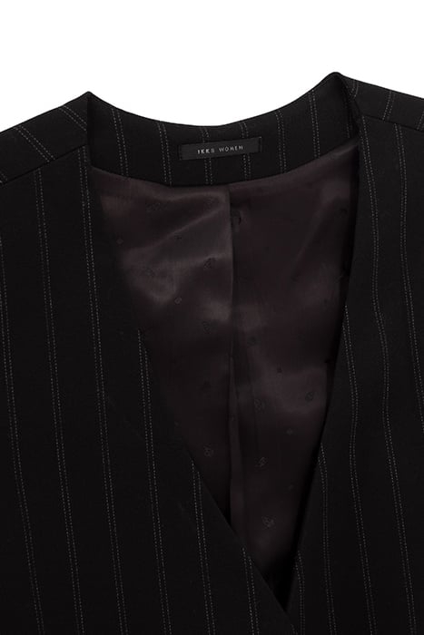 BLACK PINSTRIPE SUIT WAISTCOAT BLACK 7