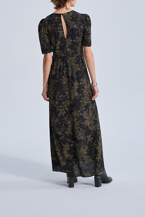 BLACK LILY PRINT LONG DRESS BLACK 2