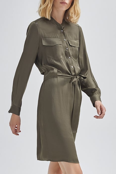 KHAKI SATIN RECYCLED DRESS WITH FLAP ON BACK KHAKI 4